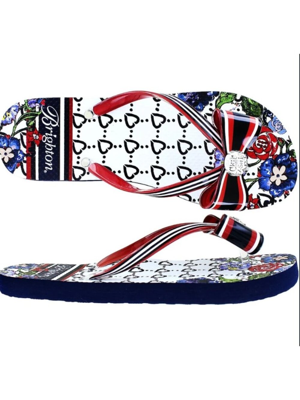 Brighton Entice Flip Flops Red White and Blue Size 7 NWT & Dust Bag - Picture 4 of 4